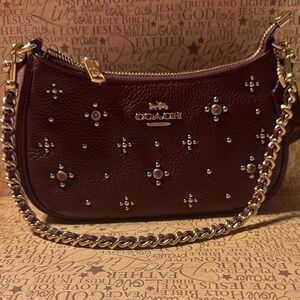 Coach Teri Mini Crossbody Bag in WINE
With Crystals Embellishments Shoulder Bag